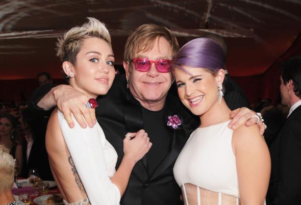 Miley Cyrus, Elton John, and Kelly Osbourne