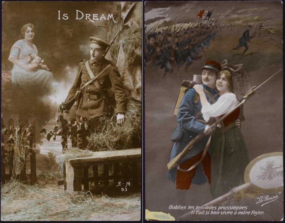 French culture World War I: Pictorial postcards sent to and from soldiers