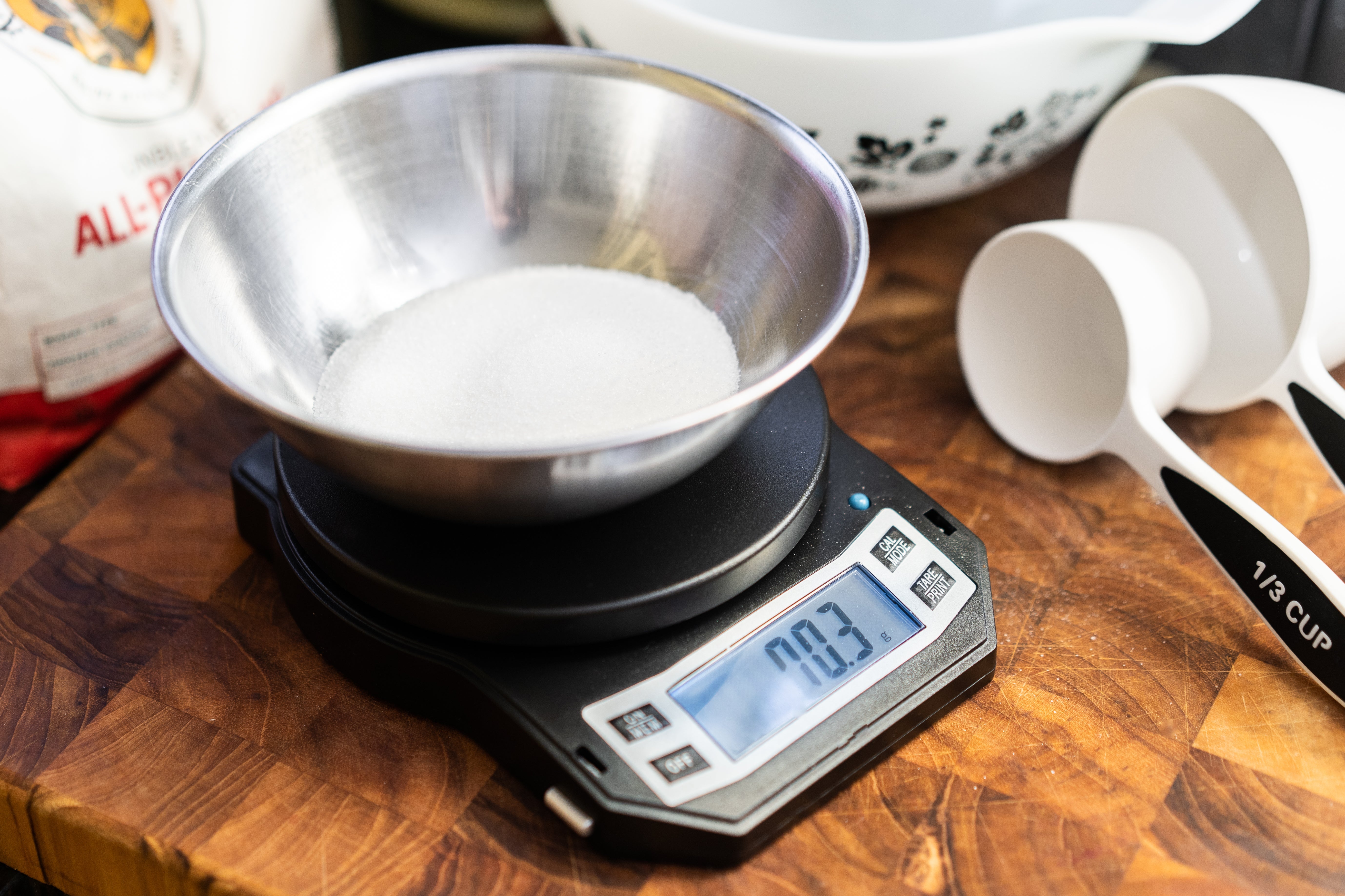 bowl of flour on the American Weigh Scales