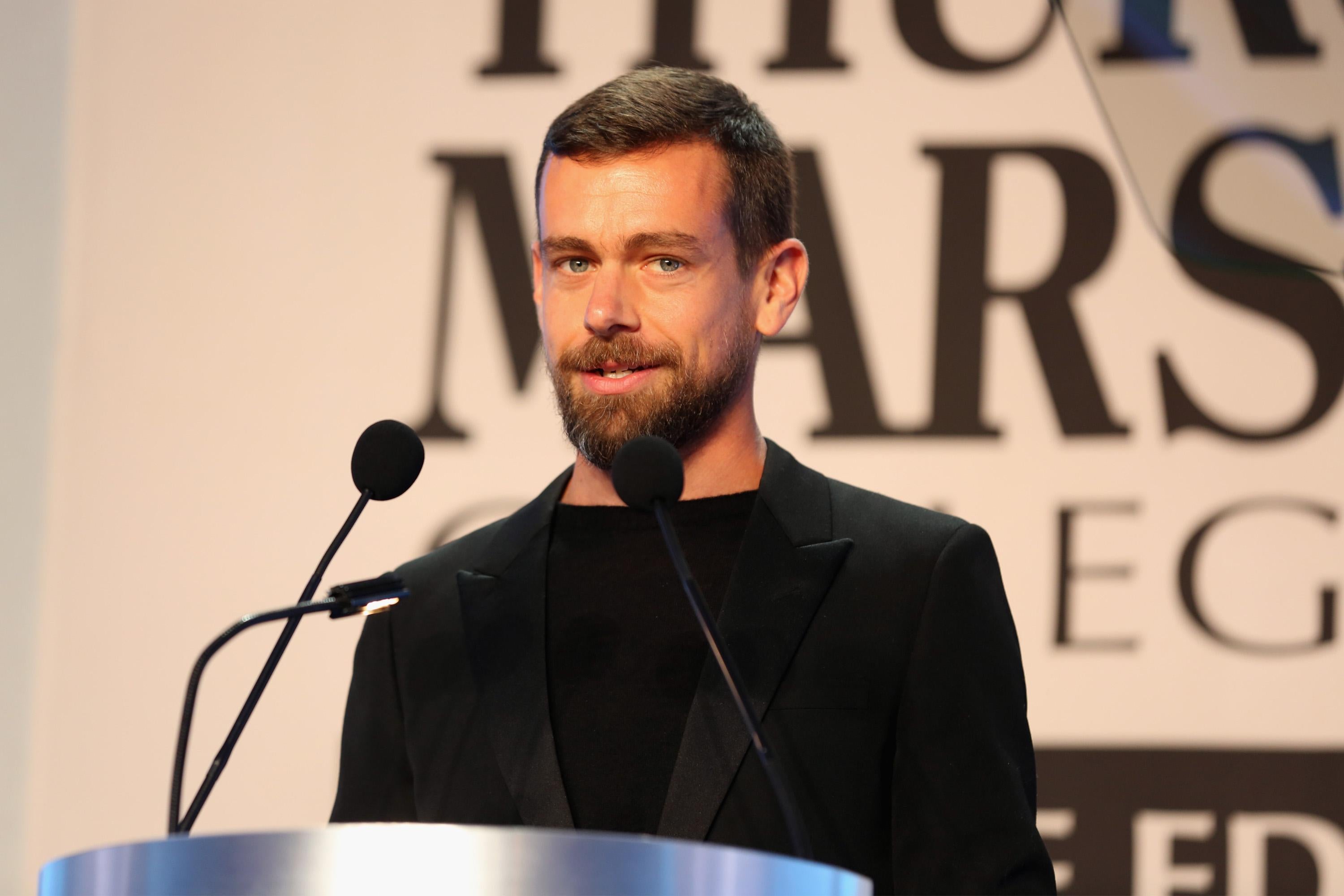Twitter CEO Jack Dorsey speaks at an event.