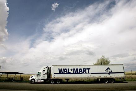 A Wal-Mart truck sits on the side of the highway May 15, 2005 near Springer, New Mexico.