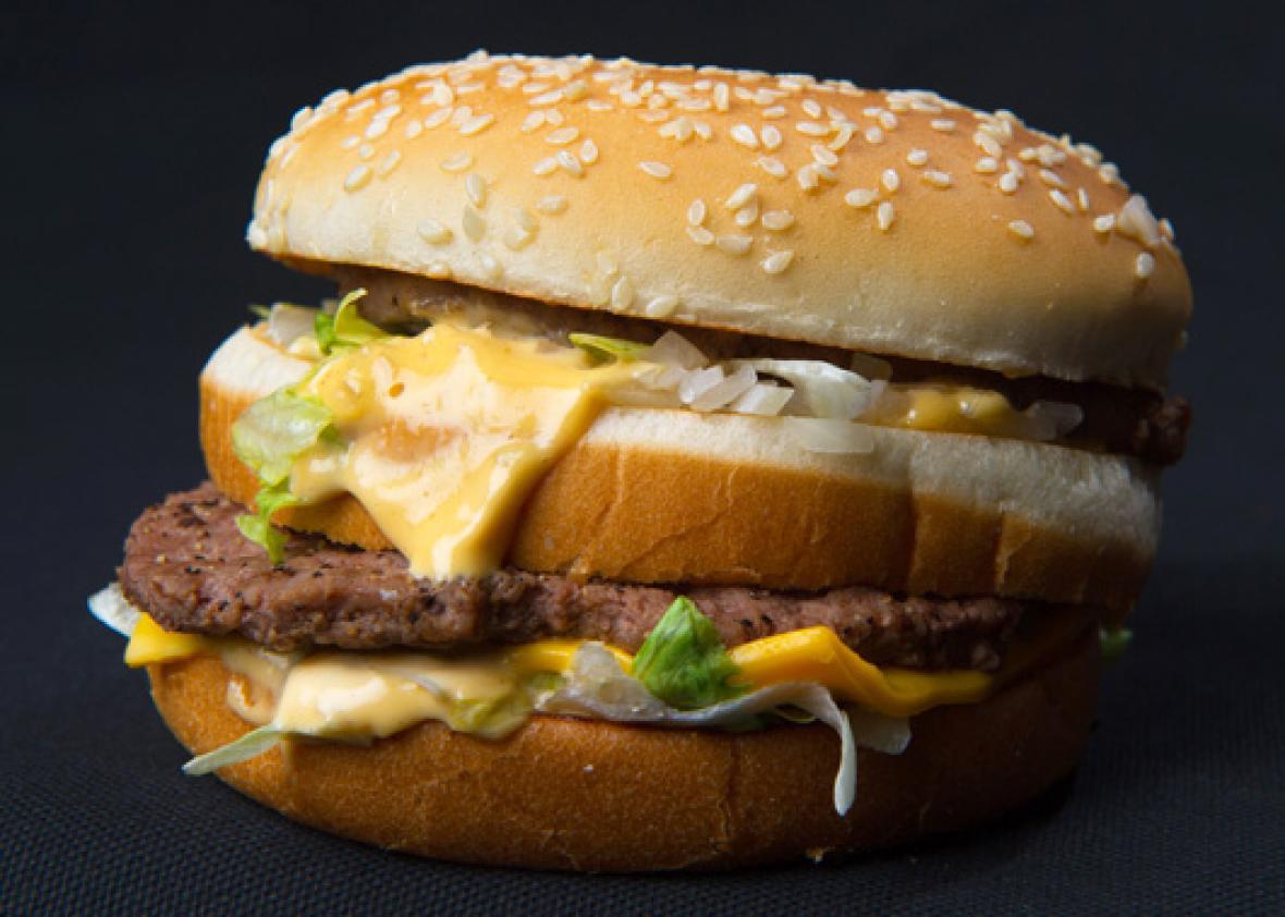 A photo of a McDonalds' Big Mac hamburger, November 2, 2010.