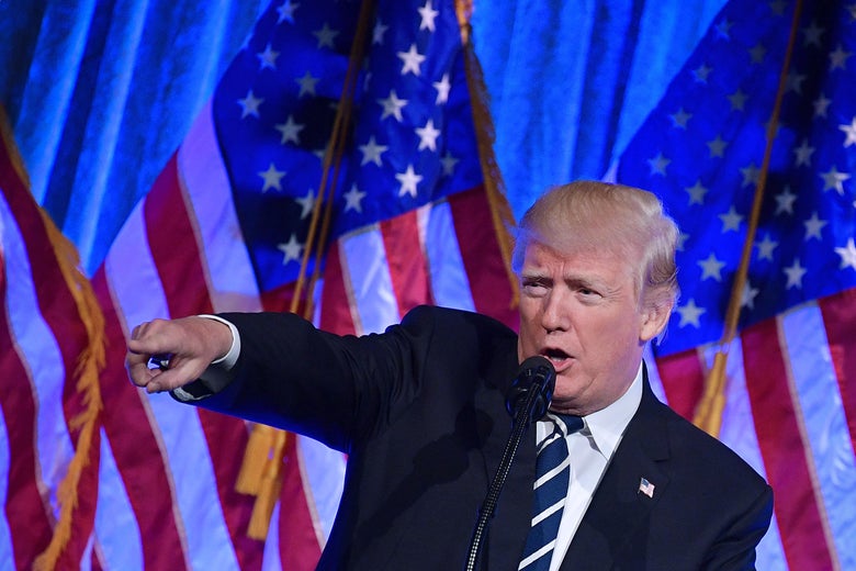 US President Donald Trump speaks at a fundraising breakfast at a restaurant in New York, New York on December 2, 2017. / AFP PHOTO / MANDEL NGAN (Photo credit should read MANDEL NGAN/AFP/Getty Images)