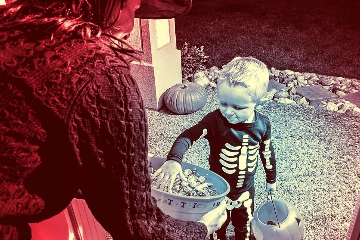 Young boy trick-or-treating