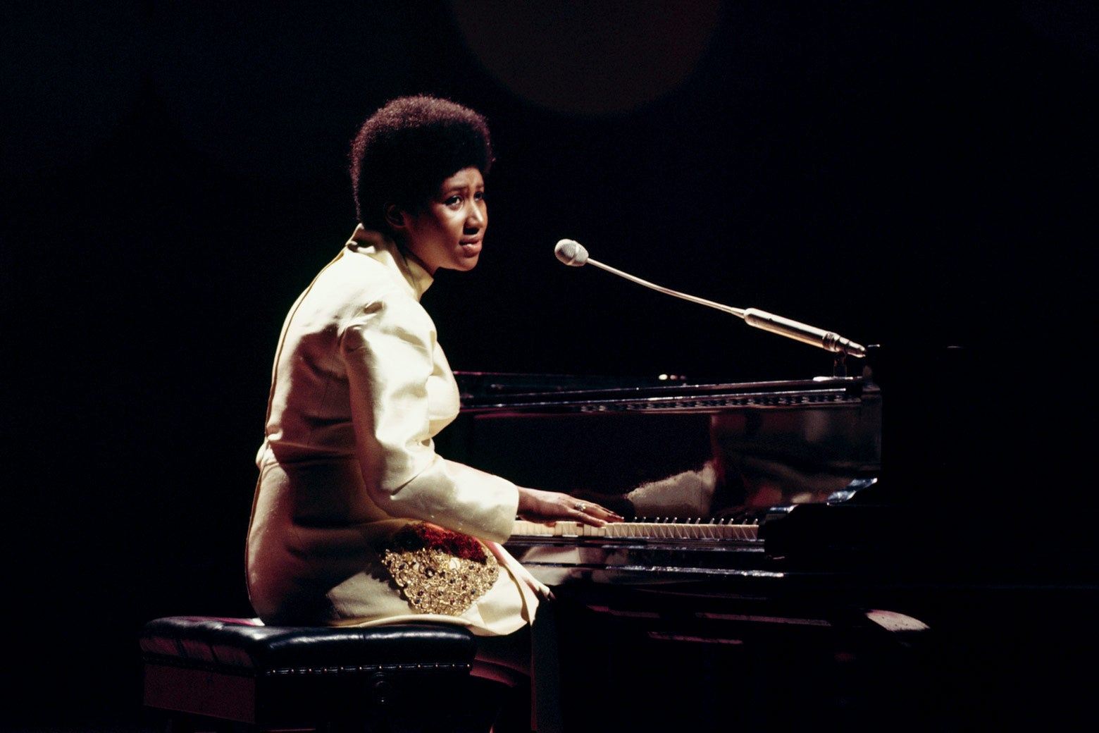 Aretha Franklin performs on BBC TV show It's Lulu in London, August 1970.