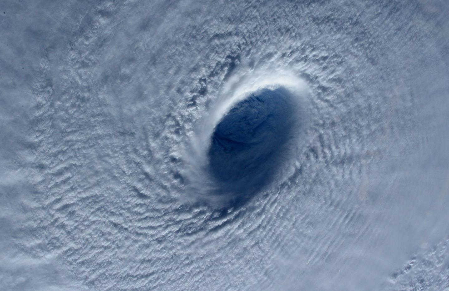 Super typhoon Maysak: Cyclone seen from space.