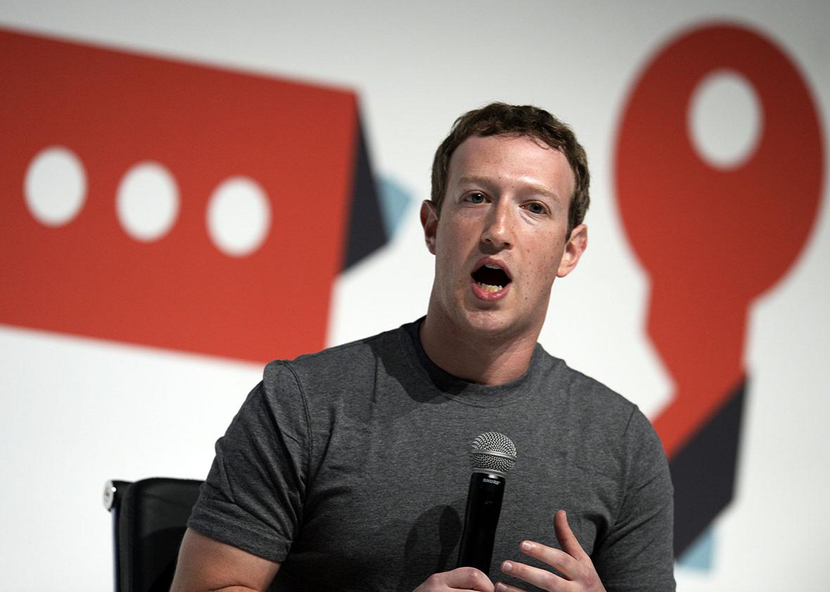 Facebook's creator Mark Zuckerberg speaks on the opening day of the 2015 Mobile World Congress in Barcelona on March 2, 2015.