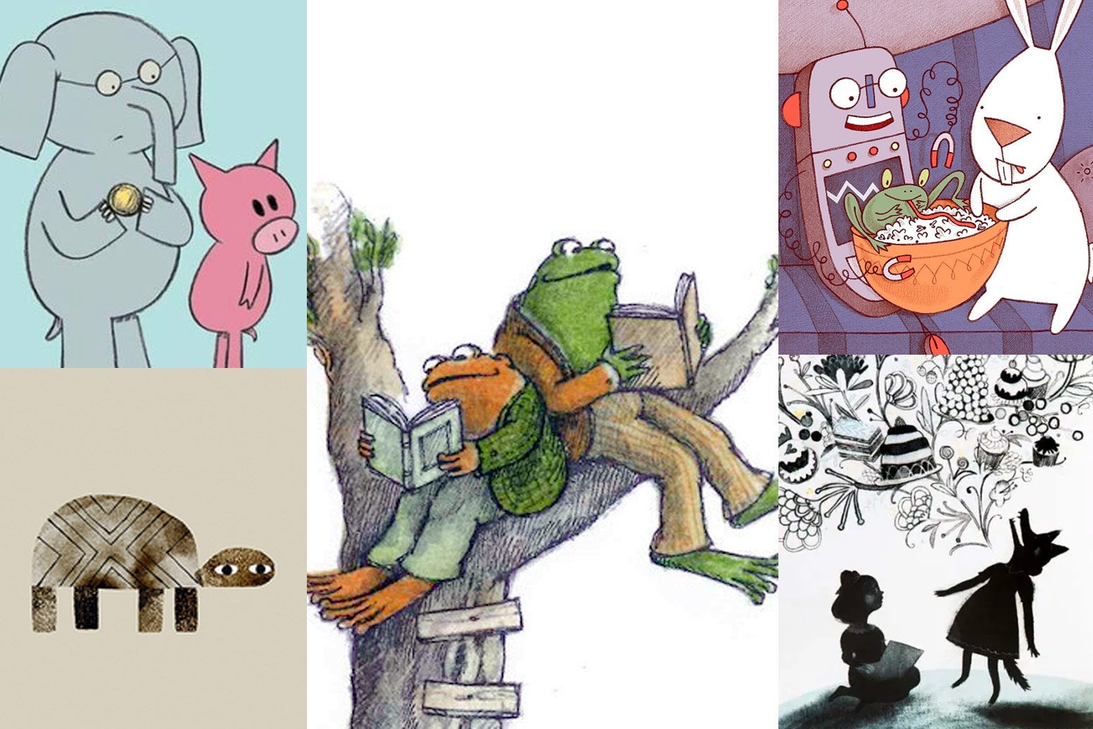 A collage of illustrations of children's book characters