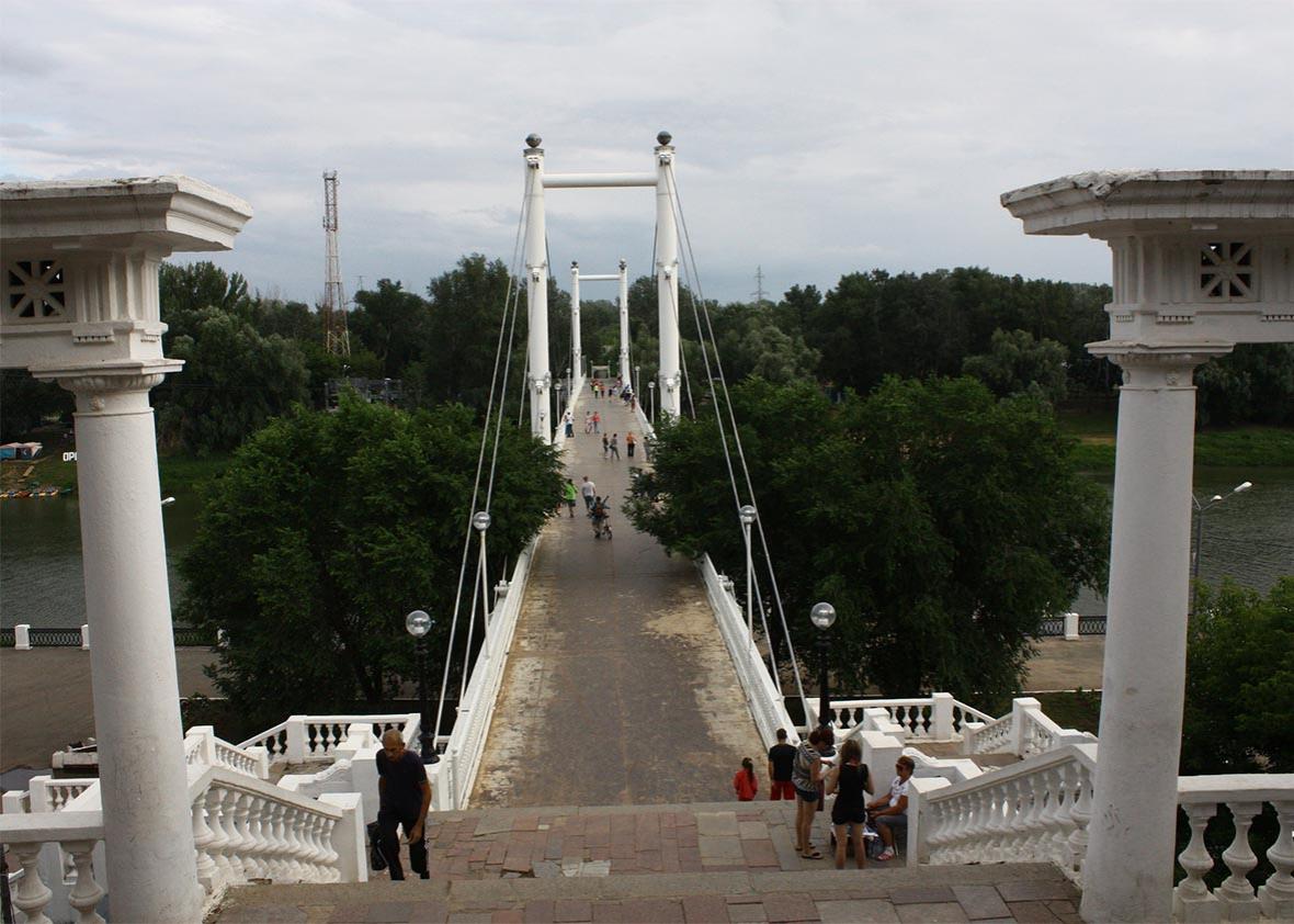 Bridge over the Ural River, considered the border between Europe and Asia here.