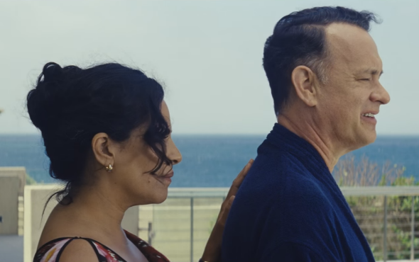 Sarita Choudhury and Tom Hanks in the trailer for A Hologram for the King.
