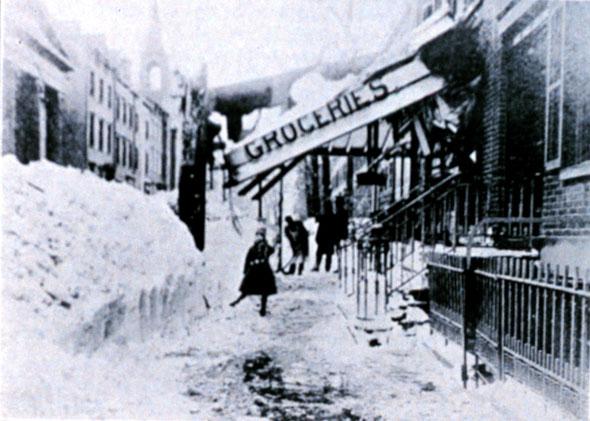 11th Street, New York, NY, looking west. The Great Blizzard of March 12, 1888.