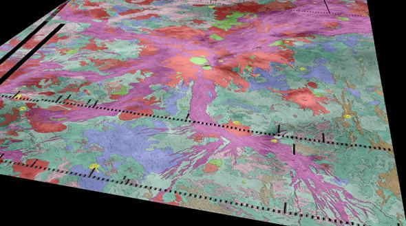 Venus volcano map