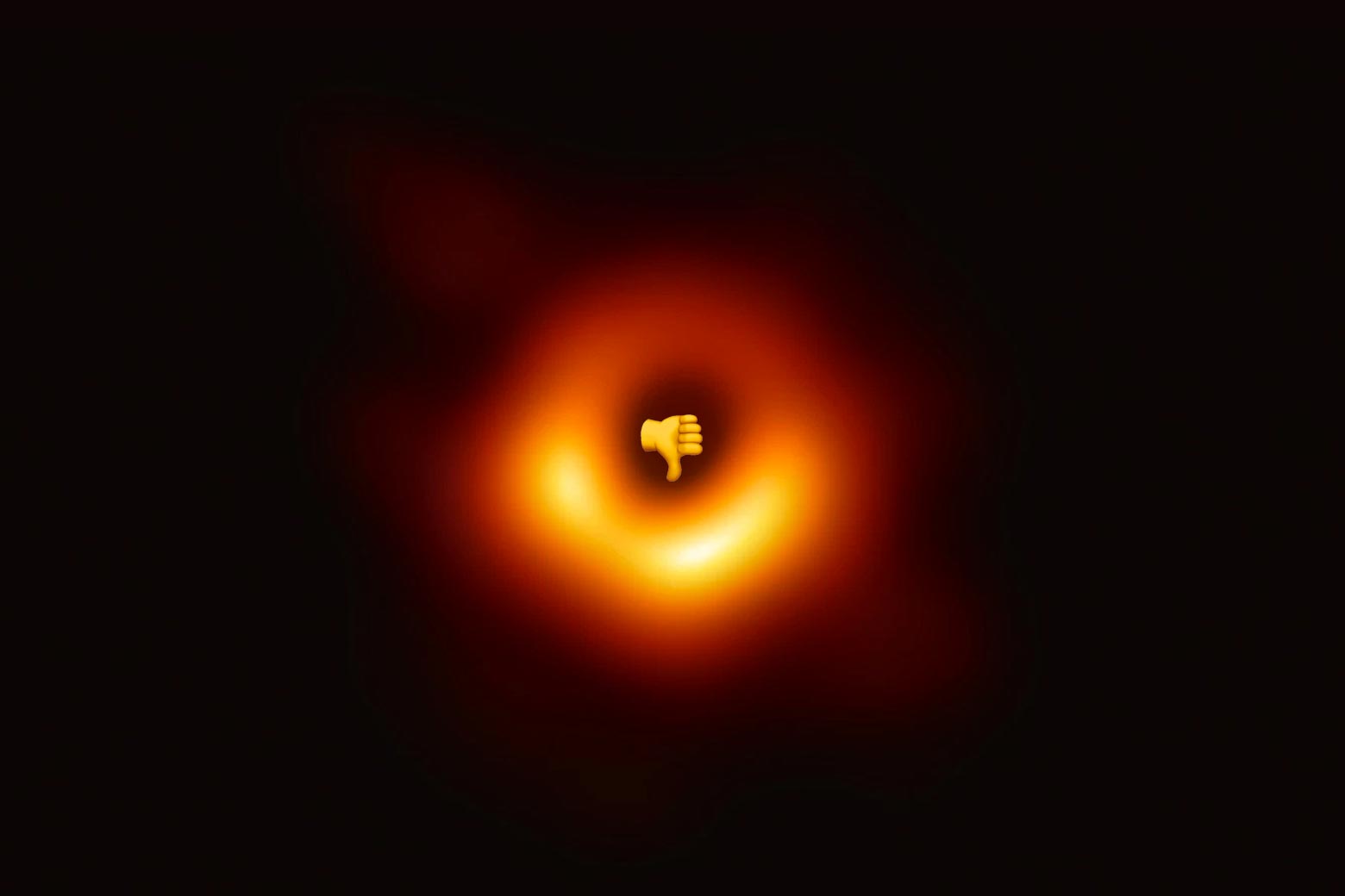 The black hole with a thumbs-down emoji in the center.