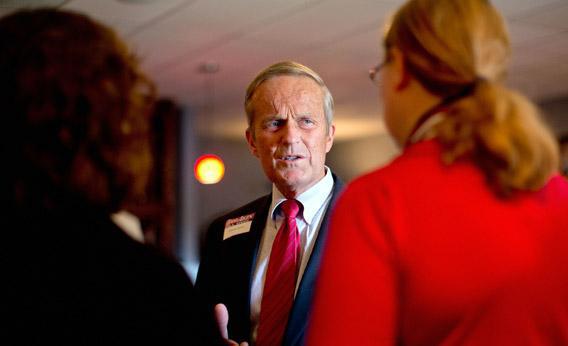 Rep. Todd Akin (R-MO) speaks to supporters during a fundraiser last week in Kirkwood, Missouri.