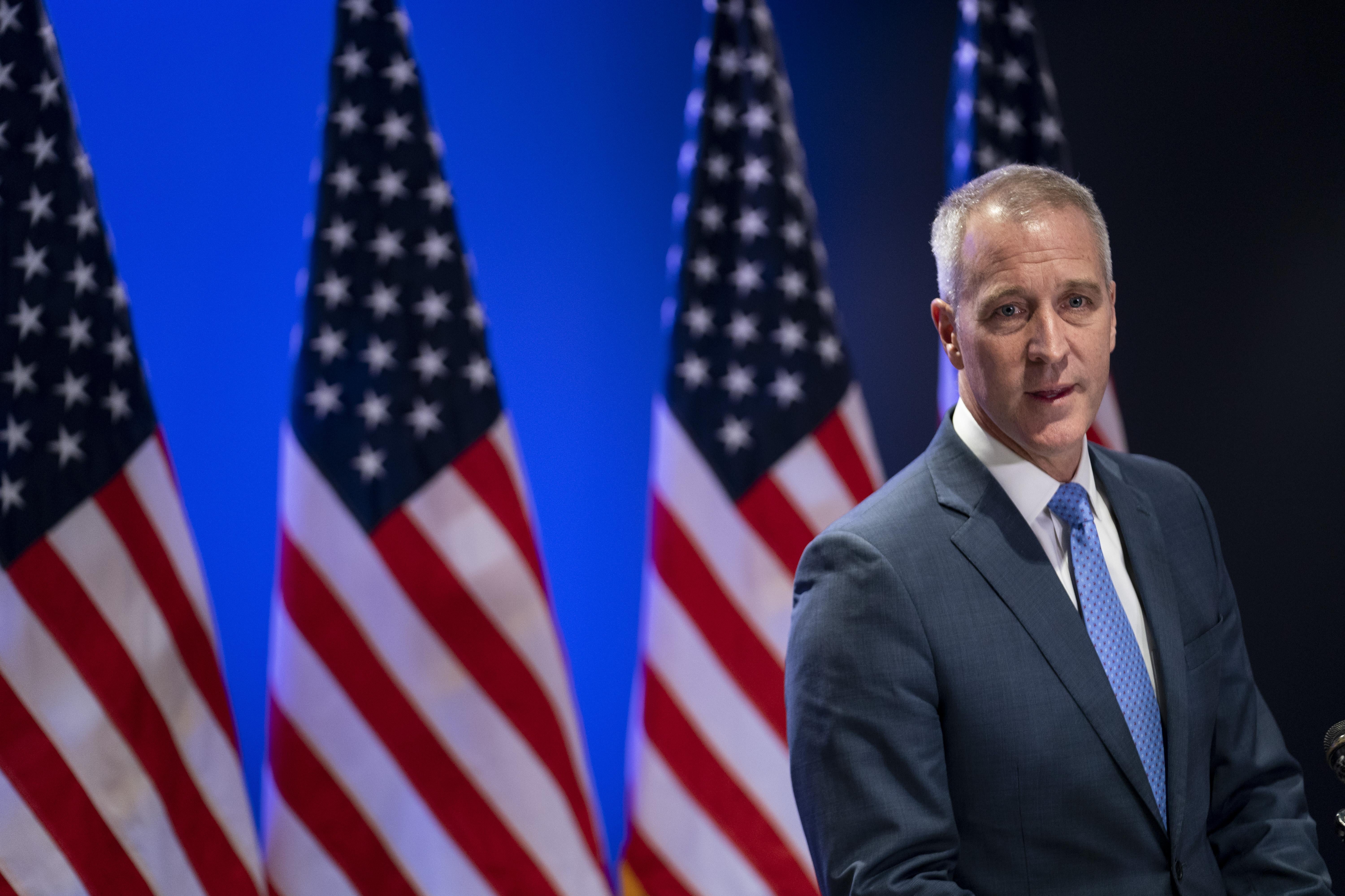Rep. Sean Patrick Maloney (D-NY), leader of the Democratic Congressional Campaign Committee, speaks during a news conference shortly after conceding to opponent Mike Lawler at the DCCC on November 9, 2022 in Washington, DC. Americans participated in the midterm elections to decide close races across the country after months of candidate campaigning. (Photo by Sarah Silbiger/Getty Images)