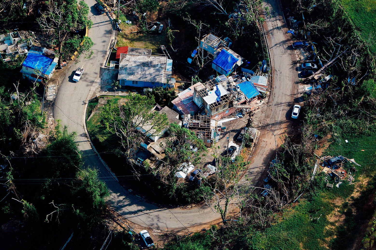 An aerial view of houses affected by the passing of Hurricane Maria in Naranjito, Puerto Rico, on Oct. 23.
