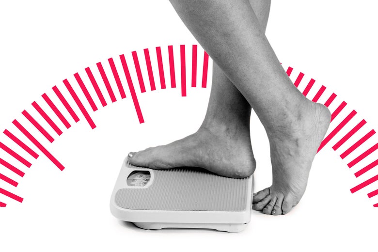 A person stepping one foot onto a scale.