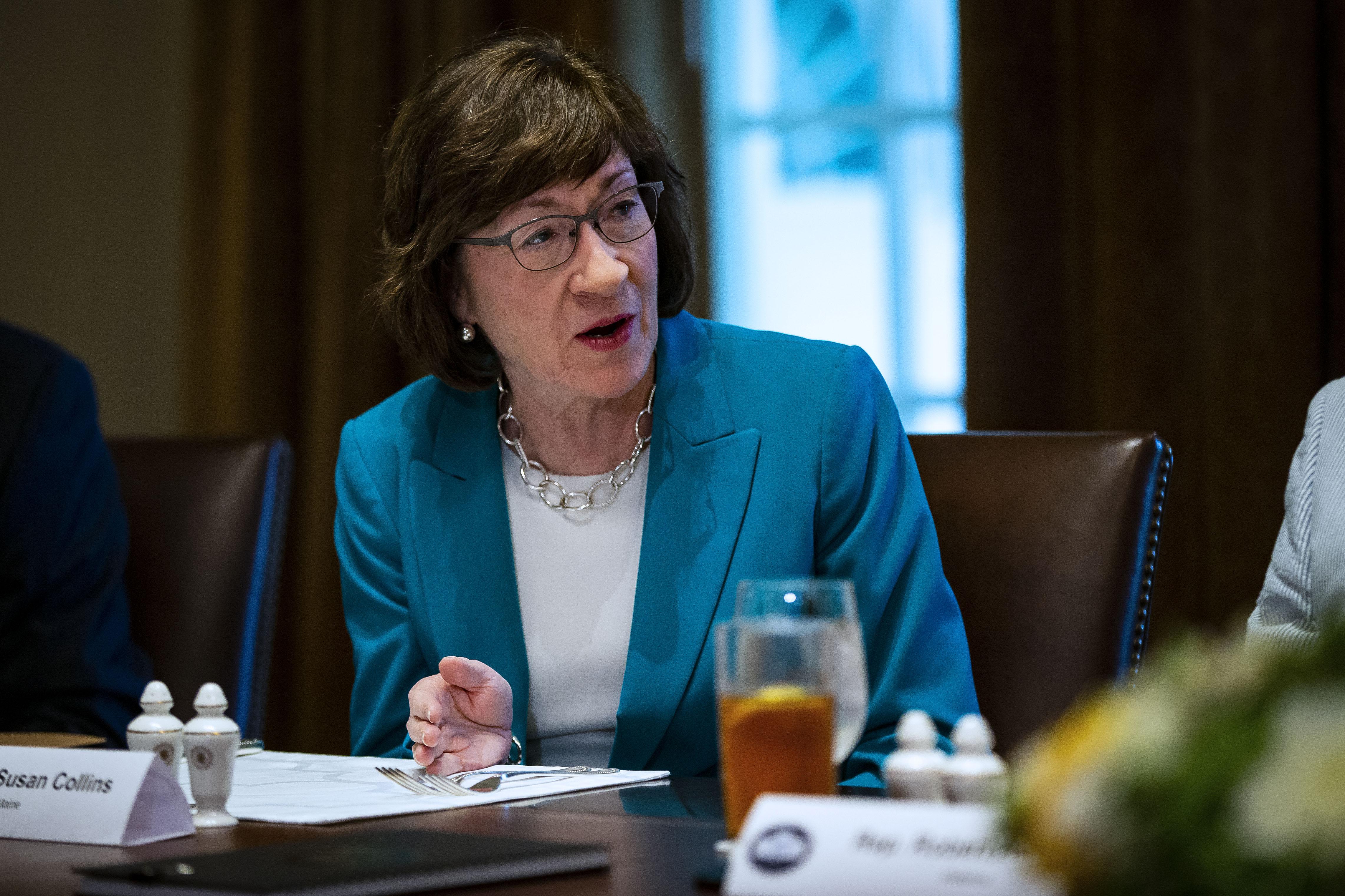 Sen. Susan Collins (R-ME) attends a lunch meeting for Republican lawmakers in the Cabinet Room at the White House June 26, 2018 in Washington, D.C.