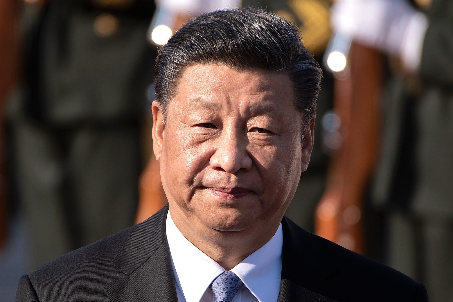 Xi Jinping at a ceremony outside in Beijing.