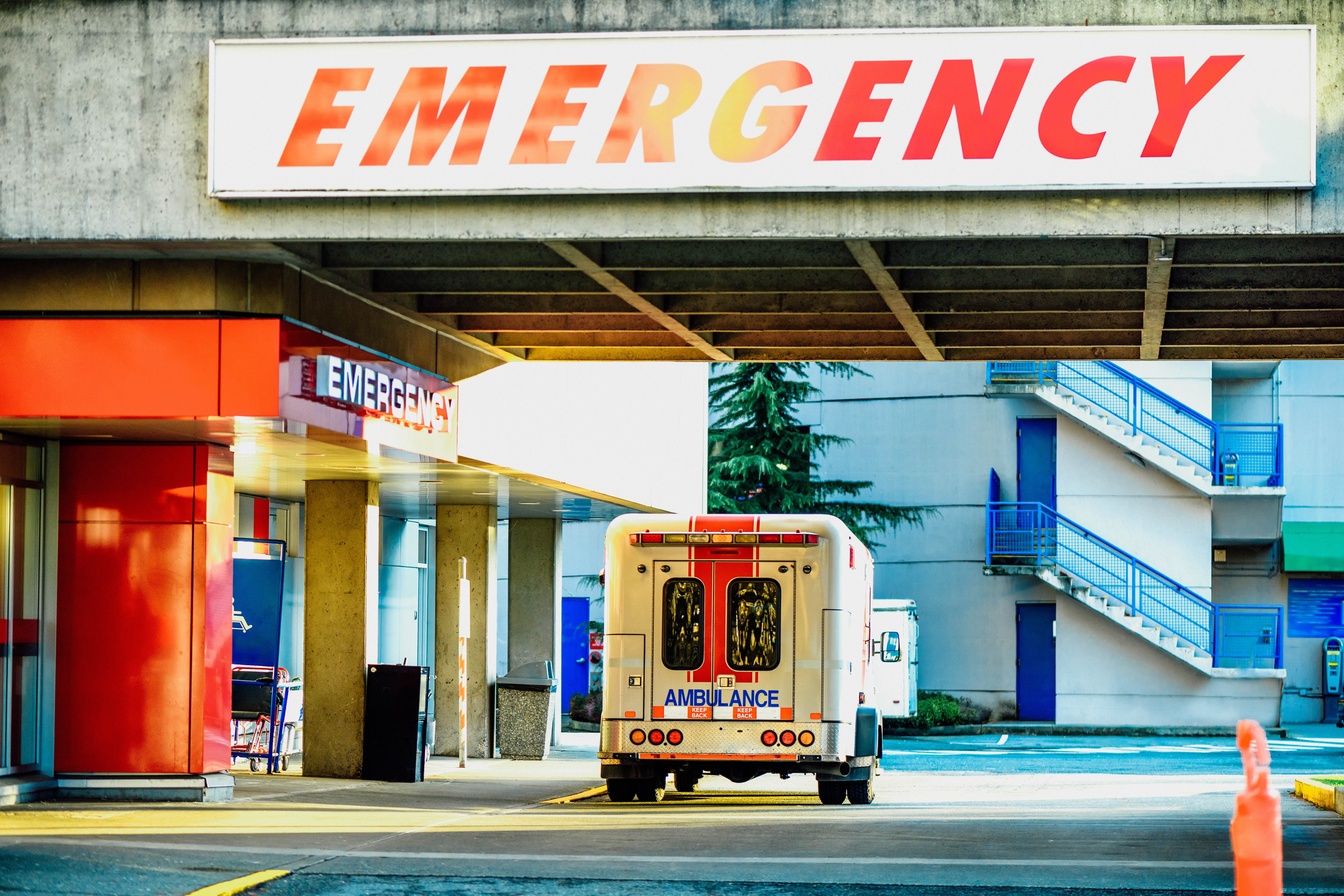 External view of an emergency department ambulance bay.