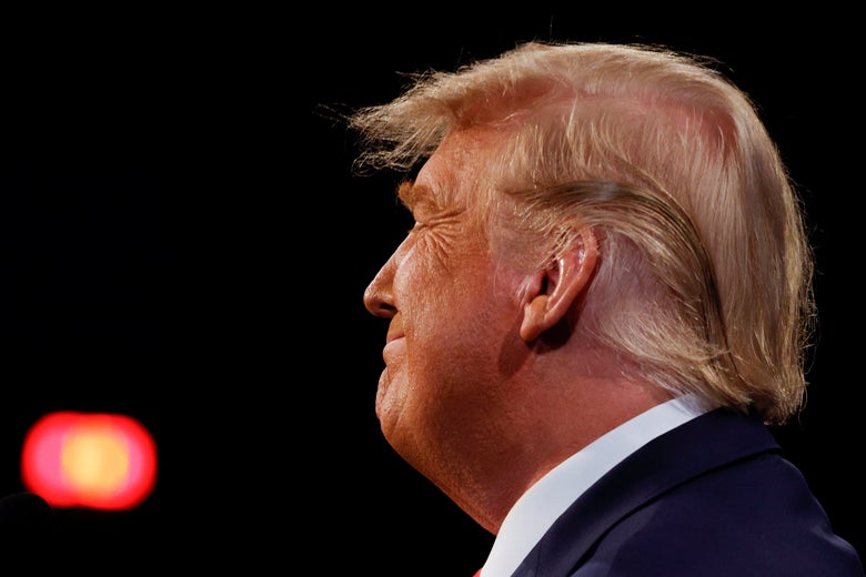 Trump smiling during the final presidential debate.