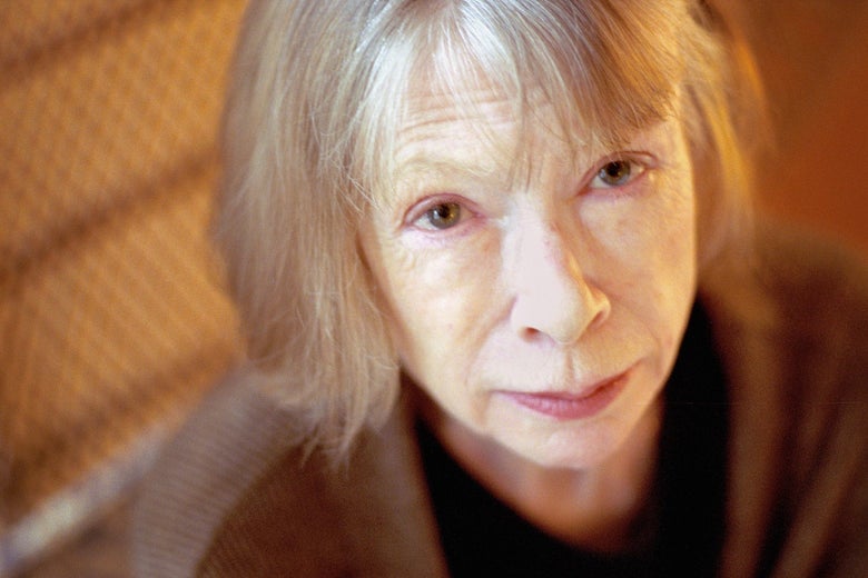A close-up of Joan Didion.
