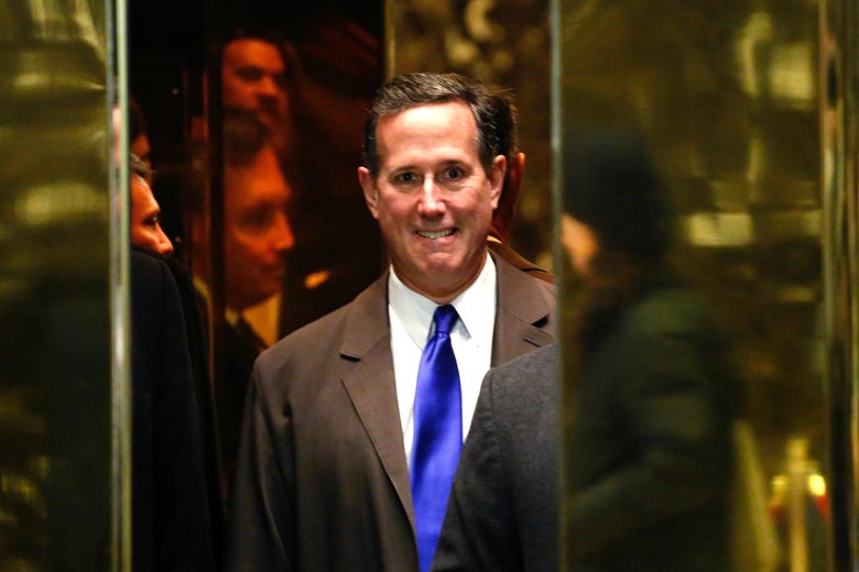 Rick Santorum arrives for a meeting with Donald Trump at Trump Tower December 12, 2016 in New York. 