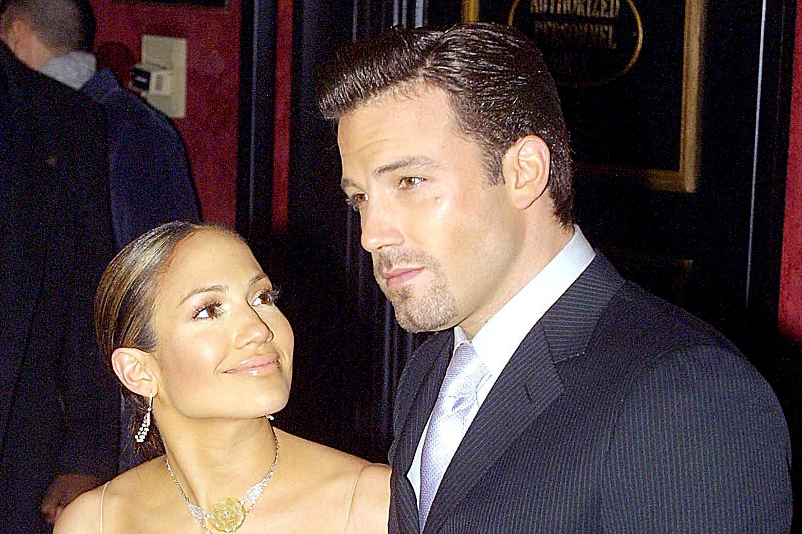 Jennifer Lopez and Ben Affleck at the Maid in Manhattan premiere in 2002.