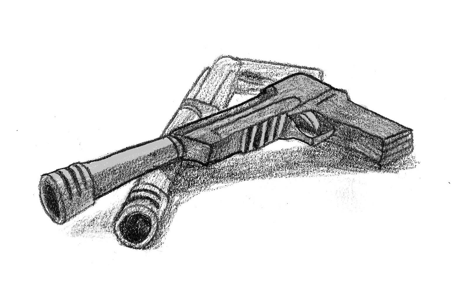 Two handguns resting on top of each other.