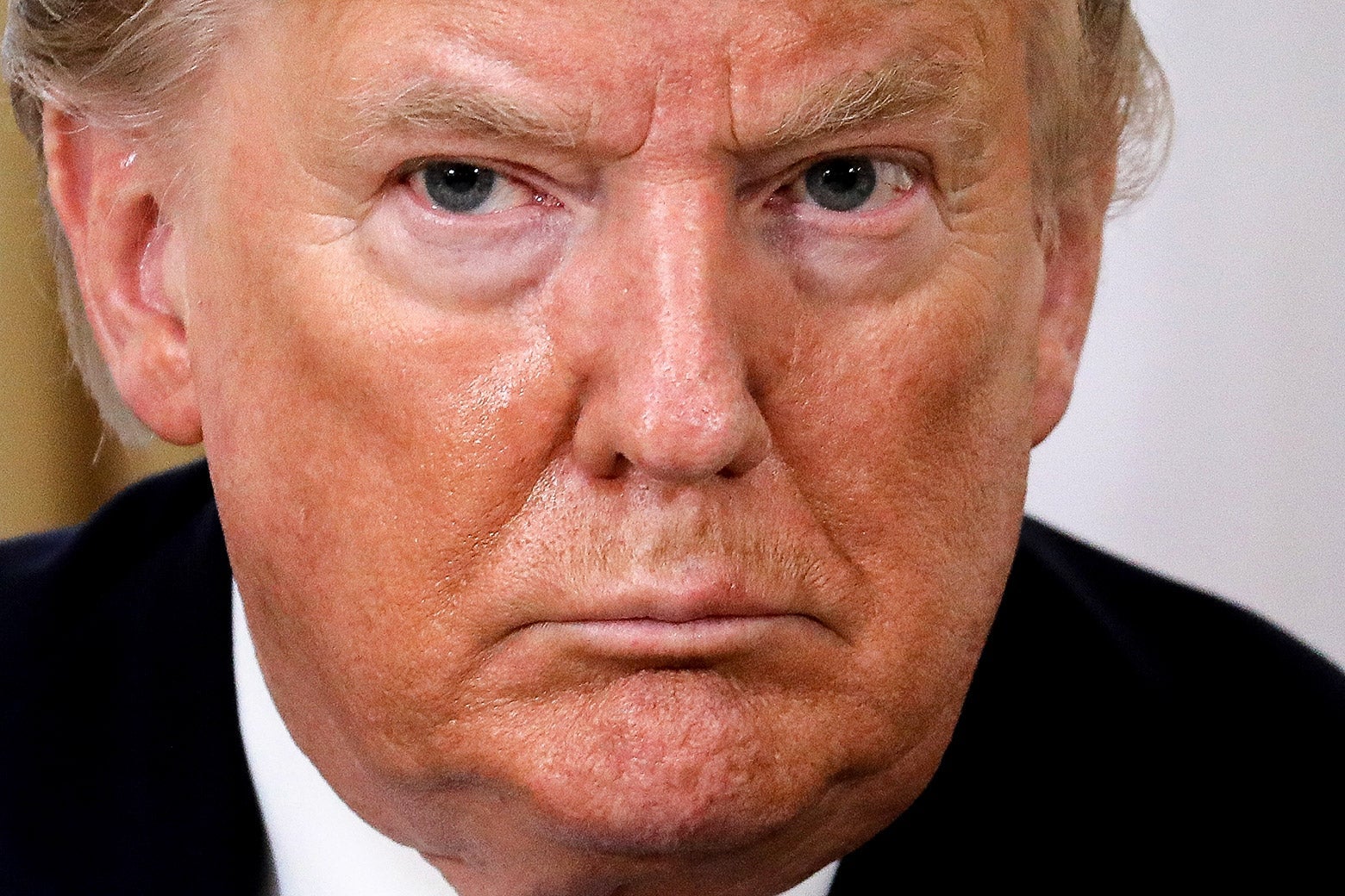 Close-up of Donald Trump’s face.
