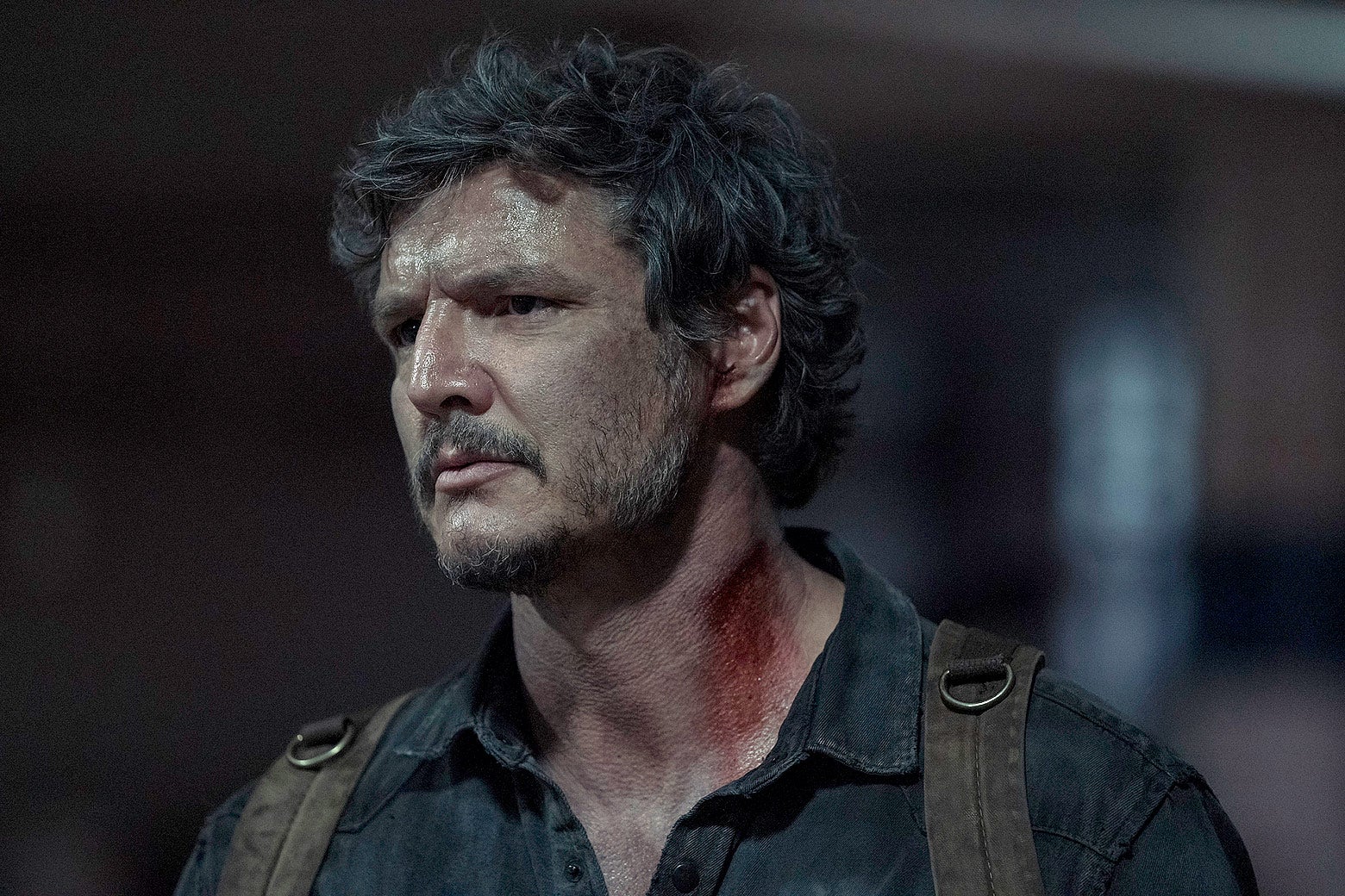 Pedro Pascal looking handsome and grizzled and blood-streaked in The Last of Us