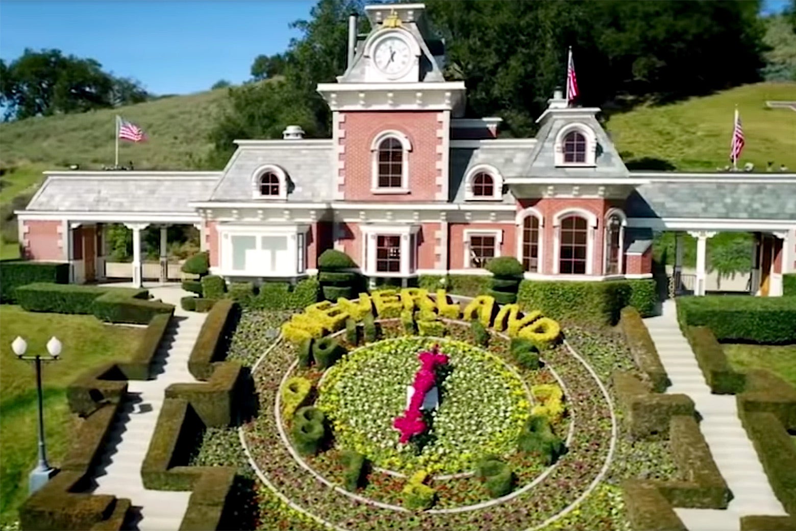 An aerial view of Neverland Ranch.
