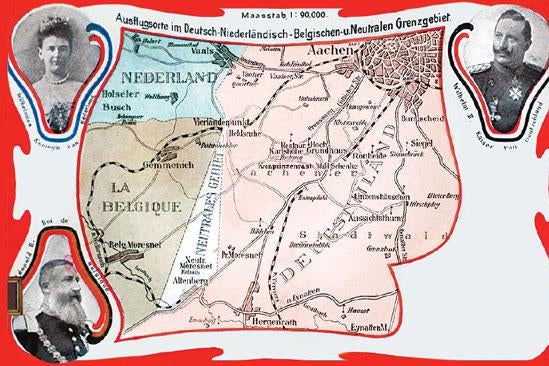 An early 20th-century postcard showing the country of Neutral Moresnet.
