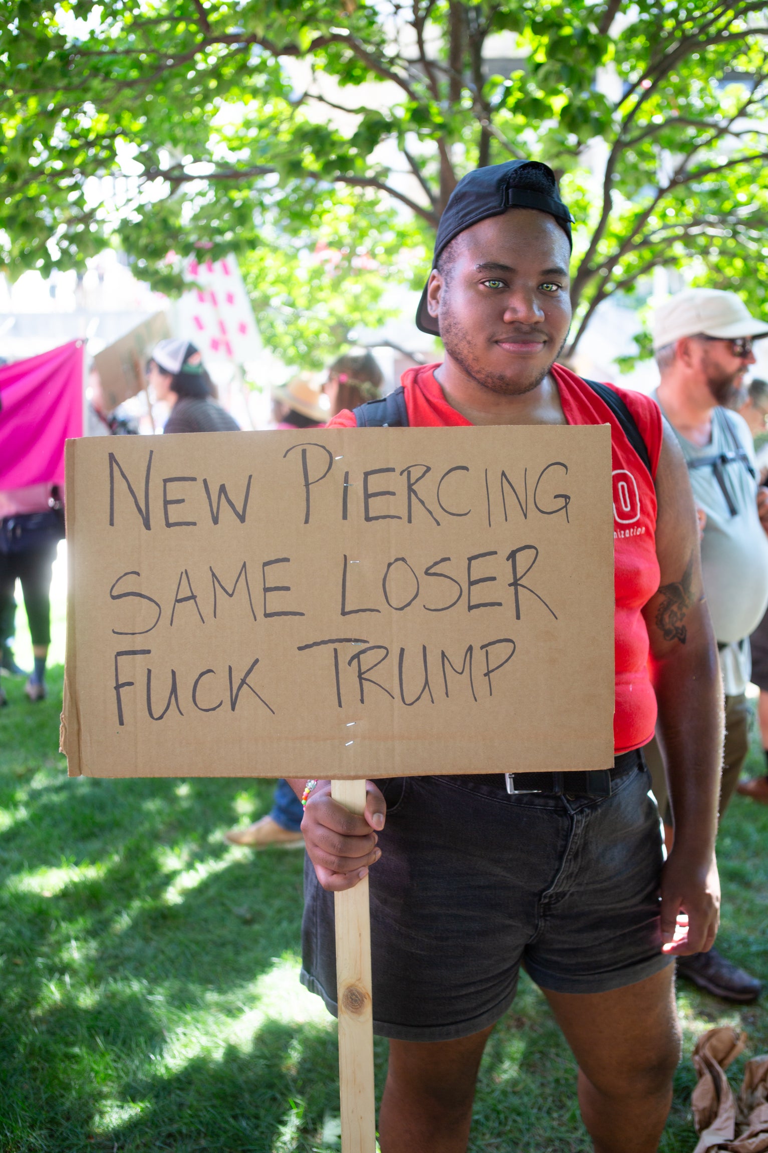 Protesters were never far away. “40,000-plus are dead in Gaza, and Democrats are sending thoughts and prayers to Donald Trump for getting clipped in the ear. It’s ridiculous,” said Jay, who came to town from Minneapolis to protest the RNC.