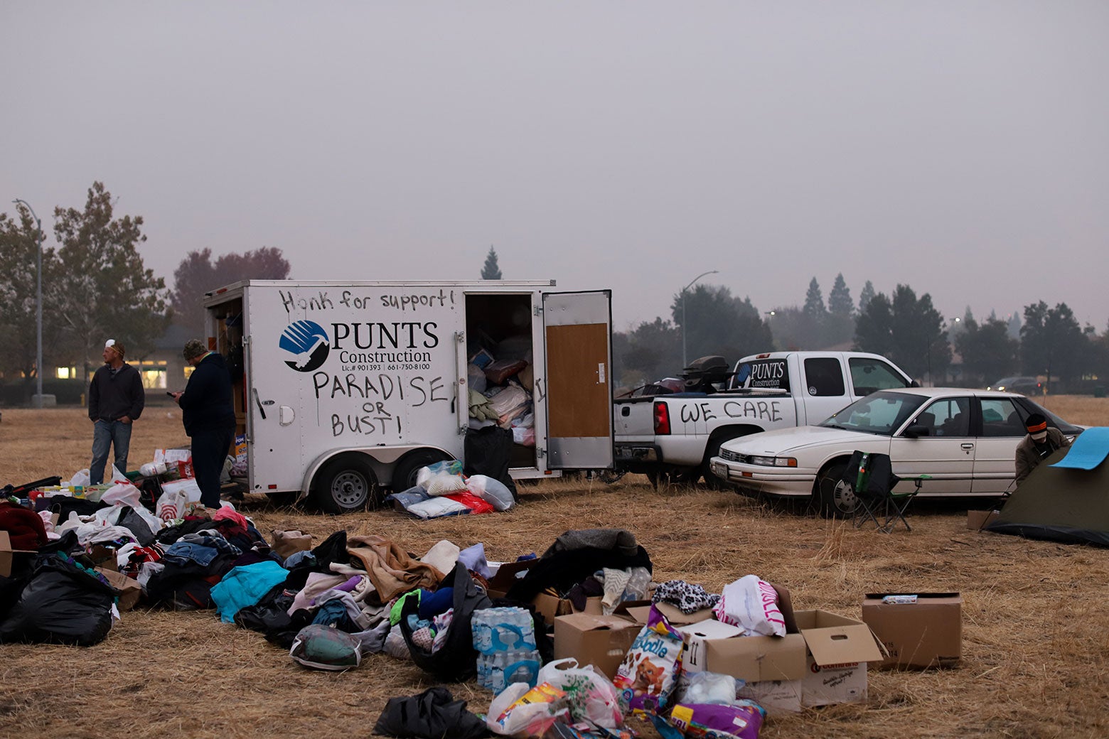 So many donations have been brought to the Walmart tent camp in Chico, California, that some go unclaimed.