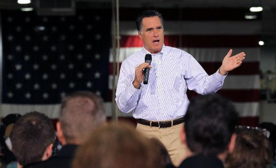Mitt Romney speaks to a crowd.