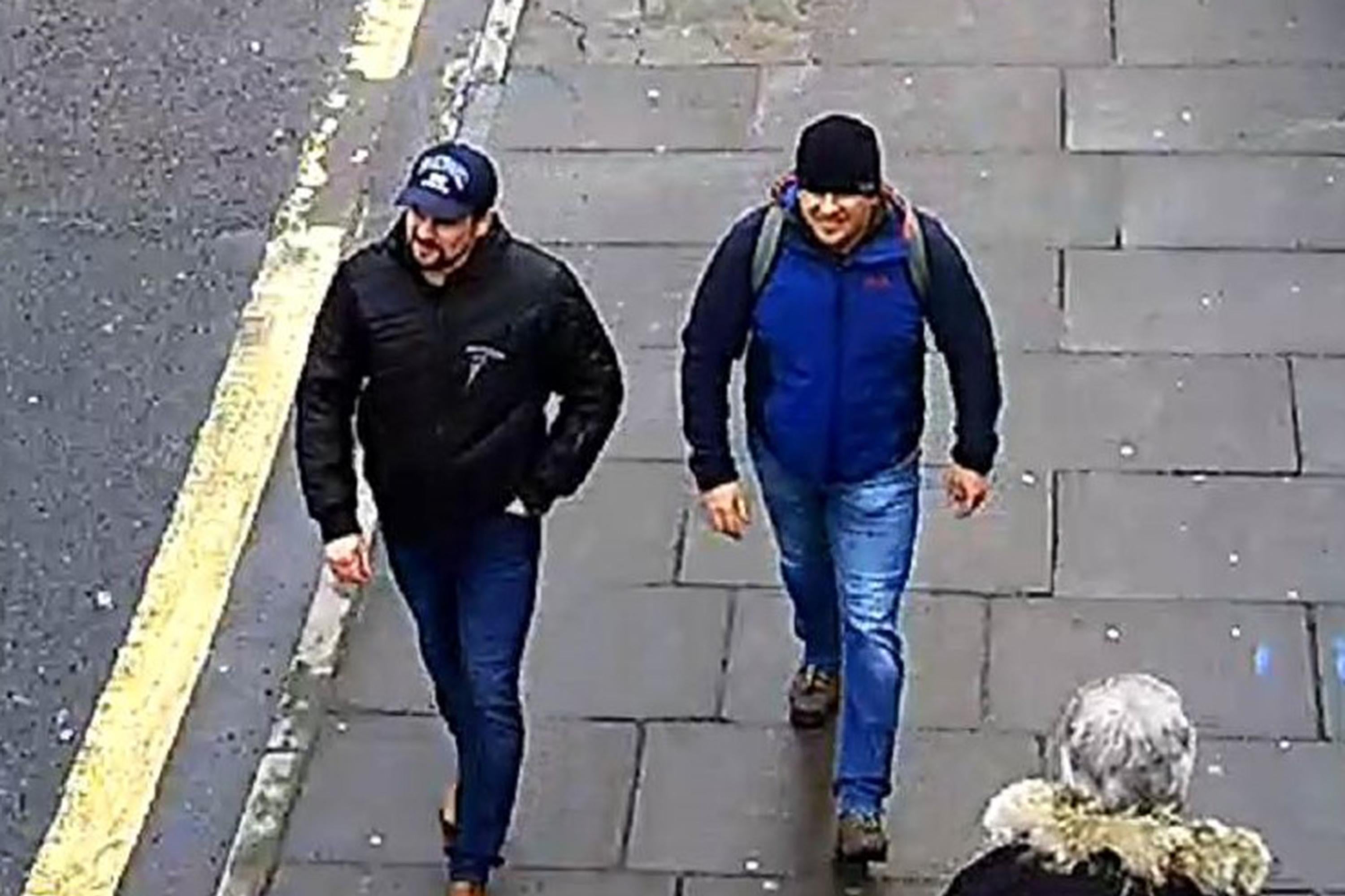 A handout photo issued by the Metropolitan Police, shows CCTV footage of poisoning suspects Alexander Petrov and Ruslan Boshirov, aka Anatoliy Chegipa, on Fisherton Road, Salisbury on 04 March 2018.