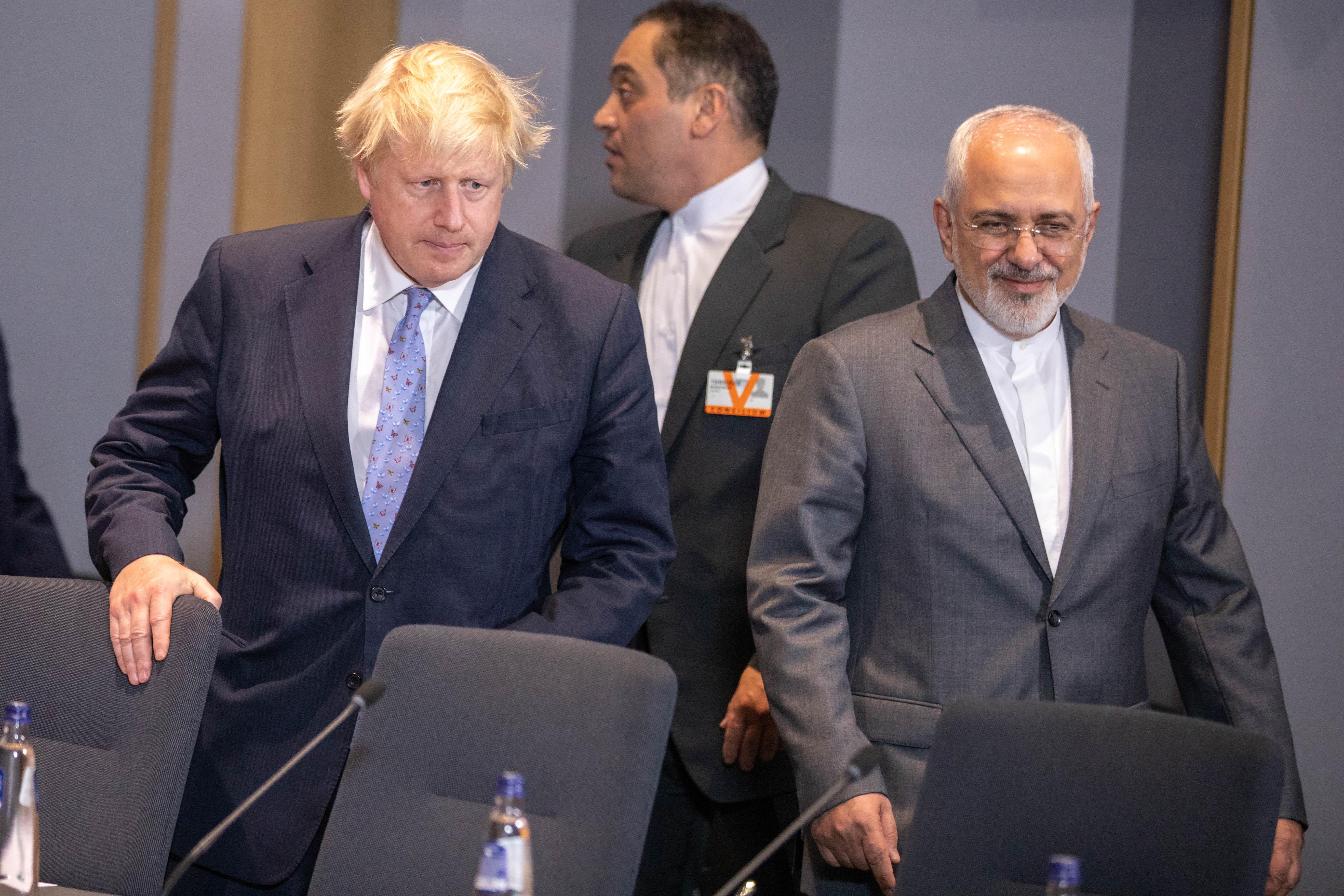Boris Johnson and Iran Foreign Minister Mohammad Javad Zarif