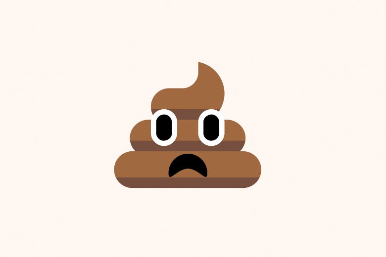 Poop emoji frowning in dismay