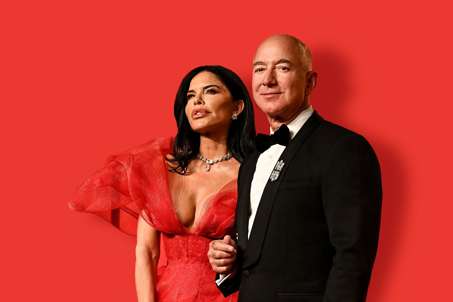 
BEVERLY HILLS, CALIFORNIA - MARCH 10: (L-R) Lauren Sánchez and Jeff Bezos attend the 2024 Vanity Fair Oscar Party Hosted By Radhika Jones at Wallis Annenberg Center for the Performing Arts on March 10, 2024 in Beverly Hills, California. (Photo by Jon Kopaloff/Getty Images for Vanity Fair).