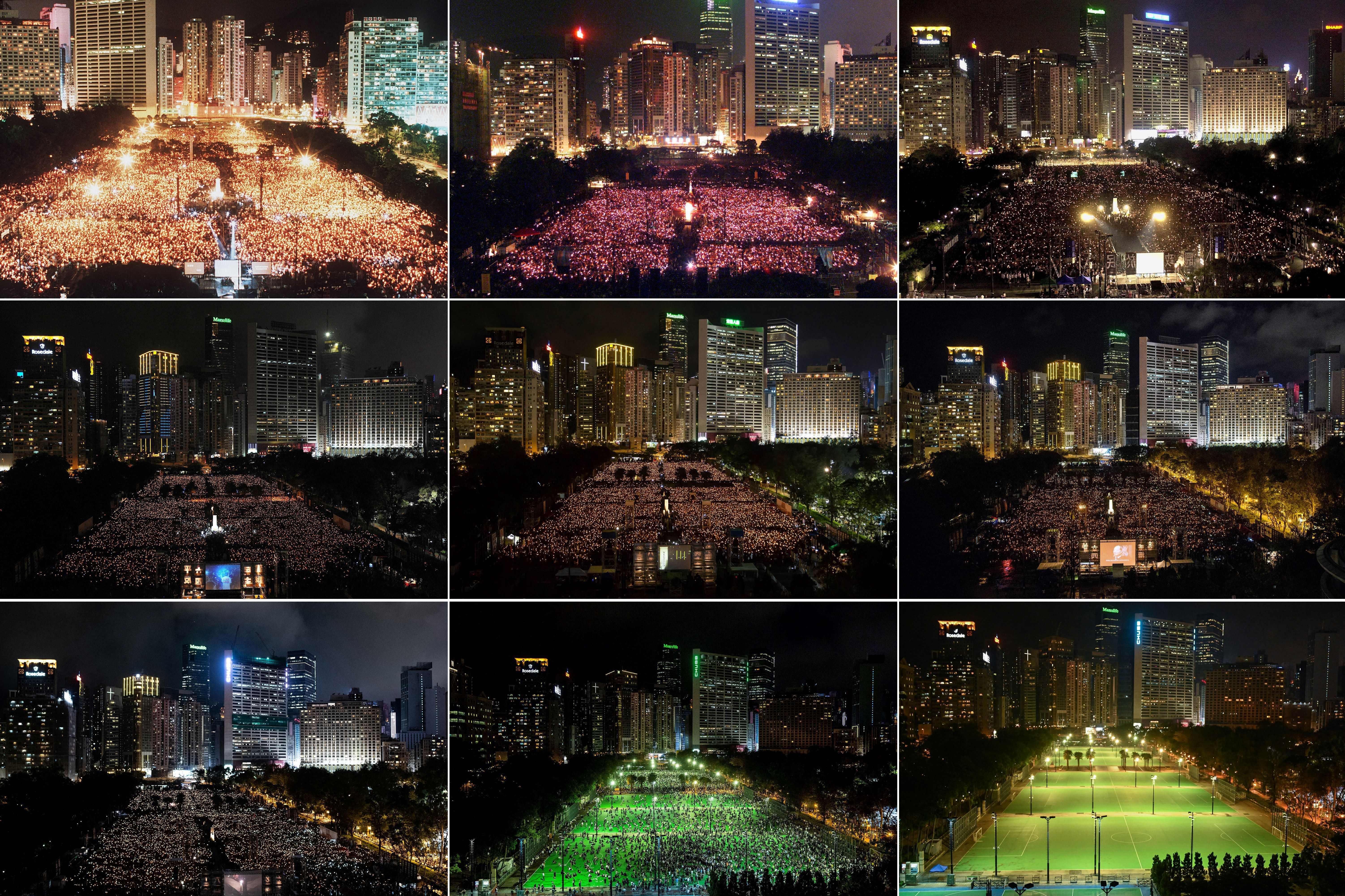 Photos of the Hong Kong Tiananmen vigil at Victoria Park over the years.