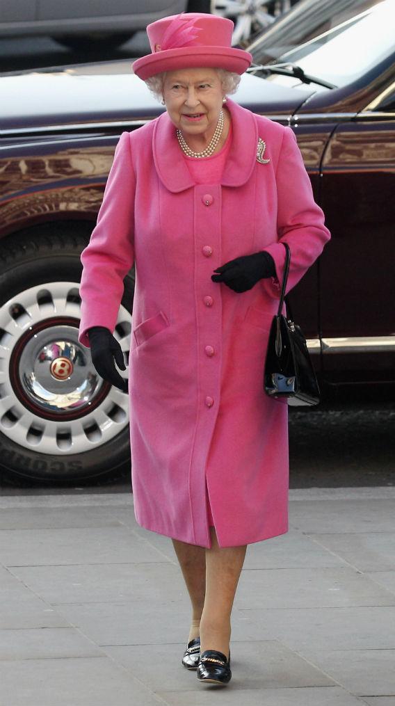 Queen Elizabeth II wearing pink.