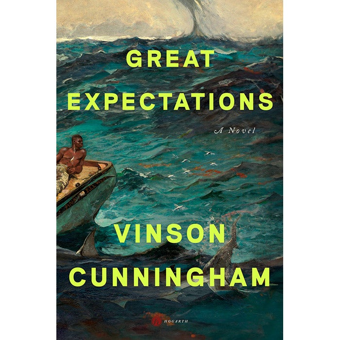 The cover of Cunningham's Great Expectations features a Winslow Homer painting of the ocean with sharks and a Black man on a boat.