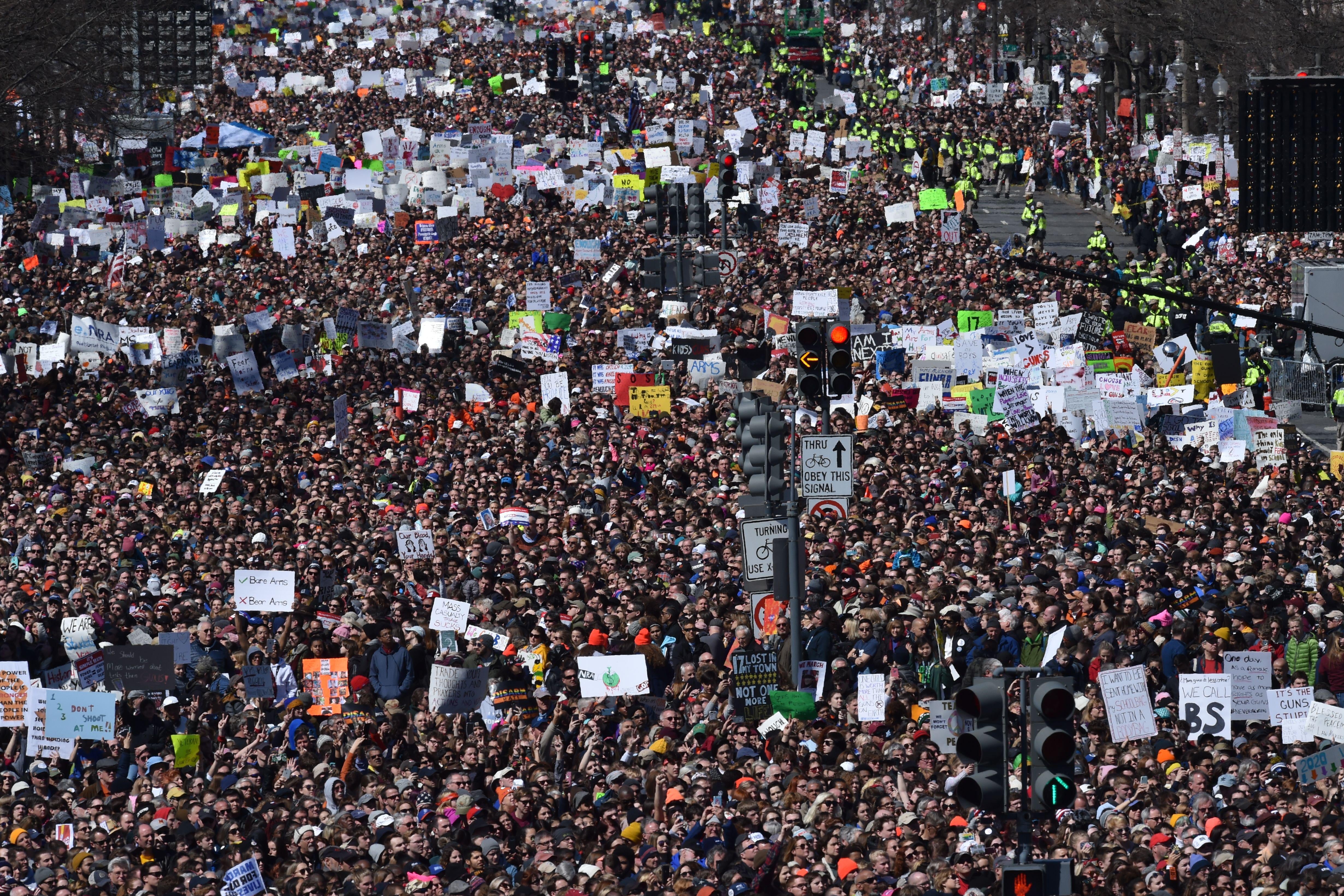 Crowds gather during the March for Our Lives Rally in Washington, DC on March 24, 2018. 