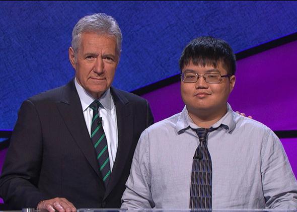 Jeopardy! host Alex Trebek and Arthur Chu