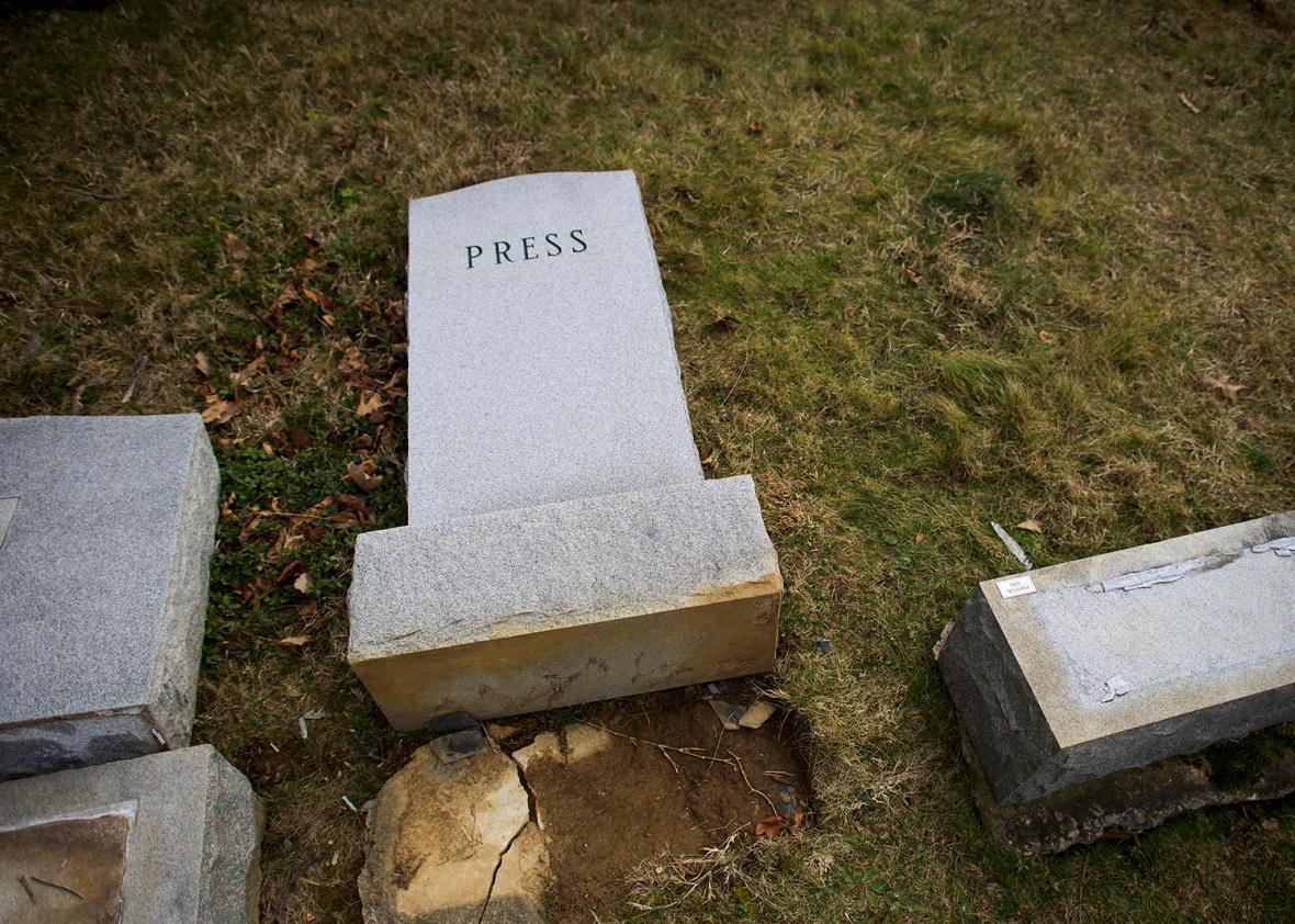 Vandalized Jewish tombstone