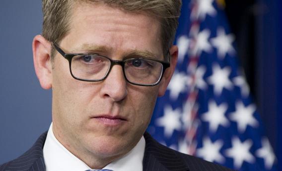 White House Press Secretary Jay Carney speaks during the daily press briefing in the Brady Press Briefing Room at the White House in Washington, DC, May 14, 2013.