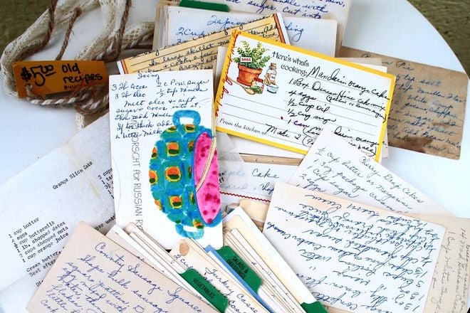 Vintage recipe cards for ice cream.
