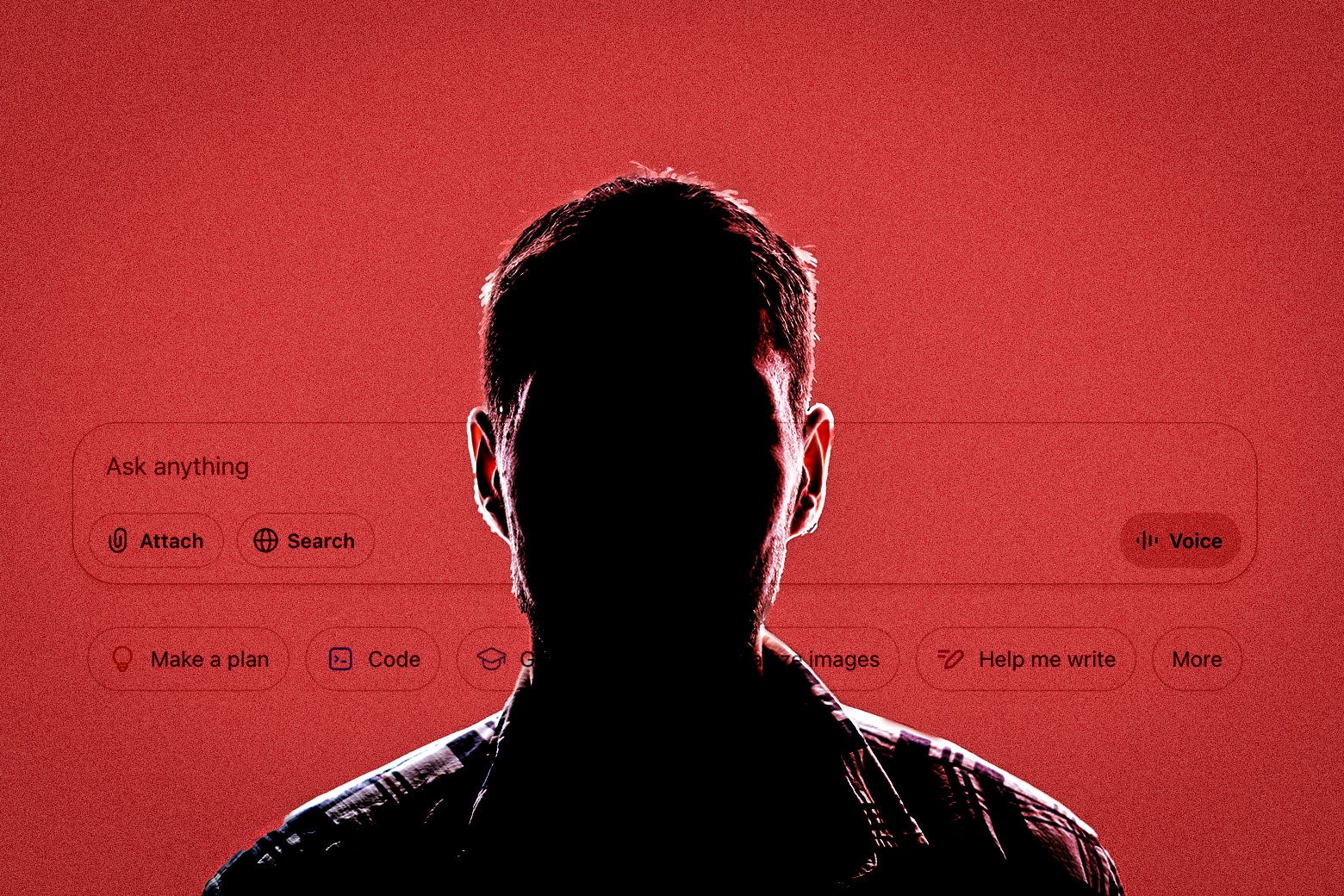 A photo illustration of a man's silhouette with a ChatGPT prompt in the background.