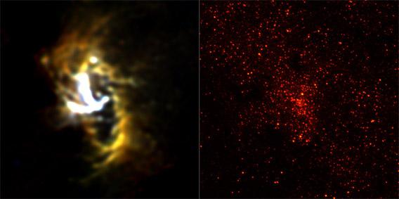 Two images of the center of the Milky Way.